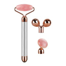 3-in-1 Electric Rose Quartz Jade Roller and Face Massager Set Face Care Tools Eye Massager and 3D Face, Head, Arms,Neck Massager