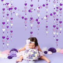 11Ft Lavender Purple White Paper Love Heart Garlands Wall Hanging Banner Decorations For Wedding Sweet Birthday Bridal Shower