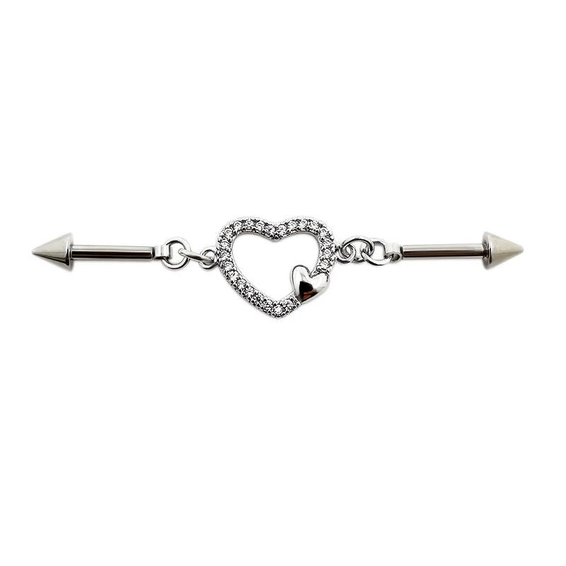 JHJT 14G Heart Industrial Piercing Surgical Steel Industrial Barbell Handcuffs Cat Star Cartilage Earring Body Jewelry