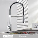 Brushed Gold Kitchen Sink Faucet One Handle Spring Hot and Cold Water Tap Deck Mounted Bathroom Kitchen Crane