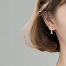 Trendy Genuine 100% 925 Sterling Silver Star Moon Cross Hoop Earrings for Women Lady Girl Party Fine Jewelry