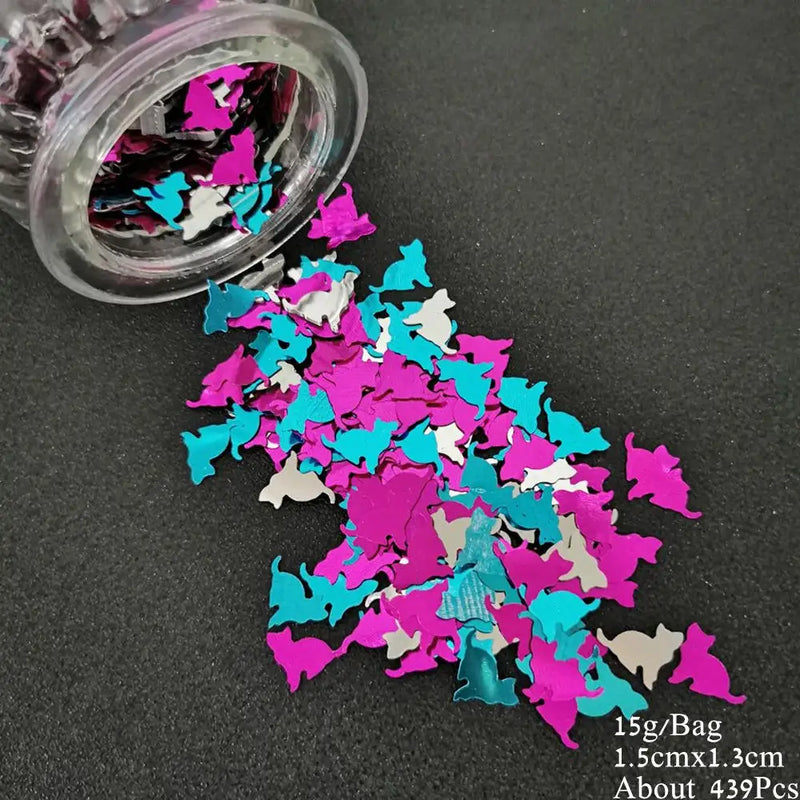 15g Cat Dog Confetti Spider Bat Sequin DIY Animal Theme Party Table Decoration Halloween Black White Purple Festival Supplies