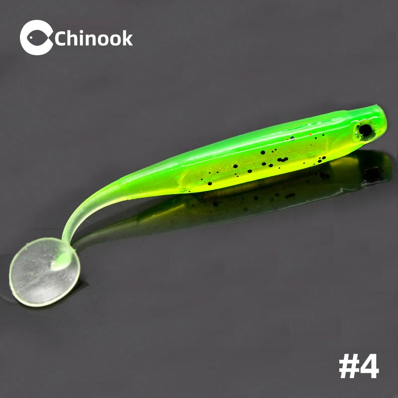 Chinook Soft Bait Lure t-tail 70/90mm 5pcs Wobblers Worm Fishing Silicone Fish Artificial Bait Fishing For Jig Head