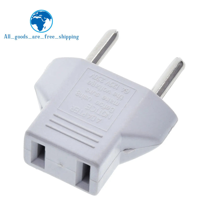 TZT Universal US To EU Plug USA To Euro Europe Travel Wall AC Power Charger Outlet Adapter Converter 2 Round Socket Input Pin