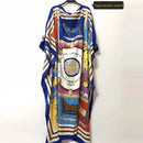 Africa Fashion Blogger Recommend Popular printed Silk Kaftan Maxi dresses Loose Summer Beach Bohemian kaftan long dress for lady