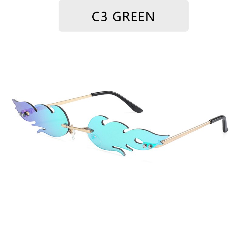 2022 New Fashion Fire Flame Sunglasses Women Men Brand Design Rimless Wave Eyewear Luxury Trending Narrow Sun glasses Streetwear