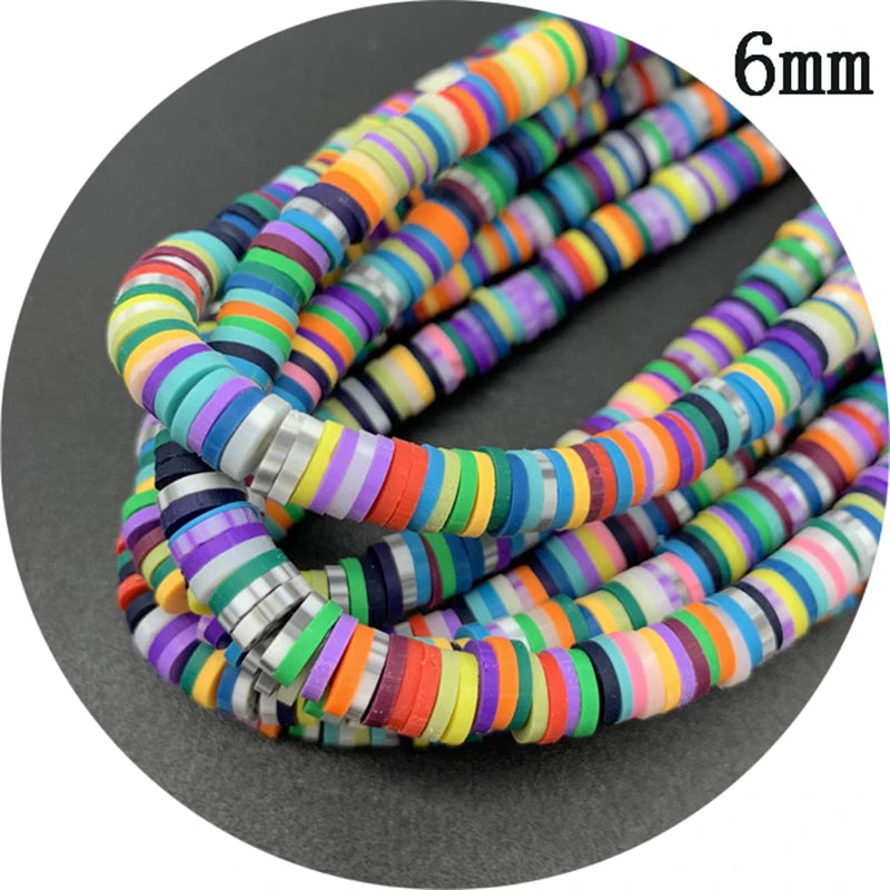 400pcs/Lot 3/4/5/6mm 16inch Round Slice Clay Beads Spacer Beads Polymer Clay Beads For Jewelry Making DIY Handmade Accessories