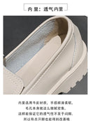 Cowhide Women's Shoes British Luffy Shoes Thick Soled Women's Flat Sole Single Shoes Women's Vulcanized Shoes Big Size 35-43