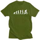 Funny Mountain Biking Evolution Top T Shirt Men Pure Cotton T-Shirt Father's Day Mtb Bike Cyclist Tee Clothing Camisas Biker