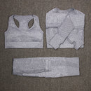 NORMOV Seamless Yoga Set For Women 2/3 PCS Gym Set Fitness Sport Set Women Workout Leggings Push Up Bra Long Sleeve Shirts