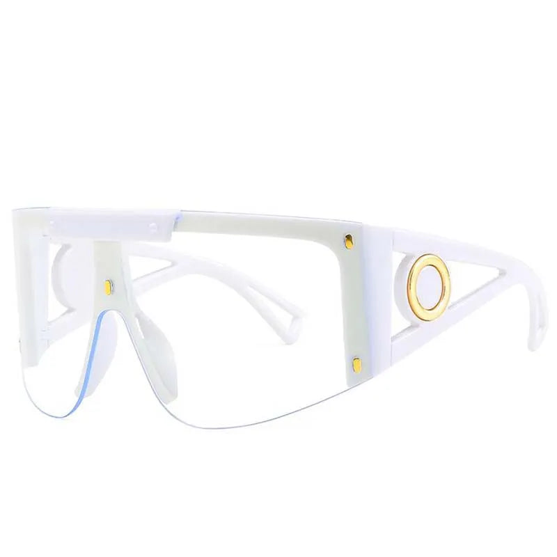 Fashion Clear Lens Oversized Eyewear Women Brand Designer Large White Sunglasses Ladies Big Frame Sun Glasses Windproof Goggles