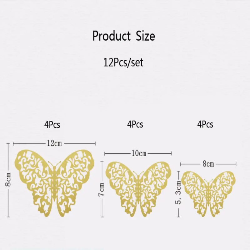 12Pcs/Set 3D Hollow Butterfly Wall Decals Stickers DIY Butterflies Art Wall Decor Wedding Festival Wallpaper Home Decoration