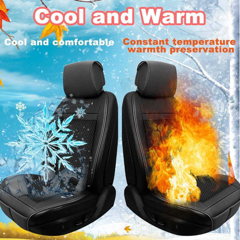 3 Functions 12V Van Car Heater Seat Cover with Waist Vibrating Massage & Cool Wind Heated Warm 4Seasons Interior Accessories x1