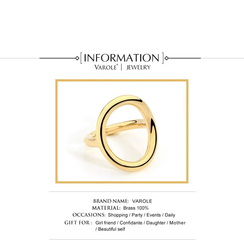 VAROLE New Arrival Cold Wedding Rings for Women Irregular Korean Simple Style Round Copper Ring jewelry Wholesale