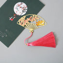 Antique Metal Folding Fan Crane Rabbit Mountain Scenery Chinese Style Series Bookmarks Newspapers Books Reading mark Bookmarks