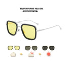 Square Vintage Designer Steam Punk Tony Stark Photochromic Sunglasses Polarized Men Yellow Lens Driving Glasses Oculos De Sol