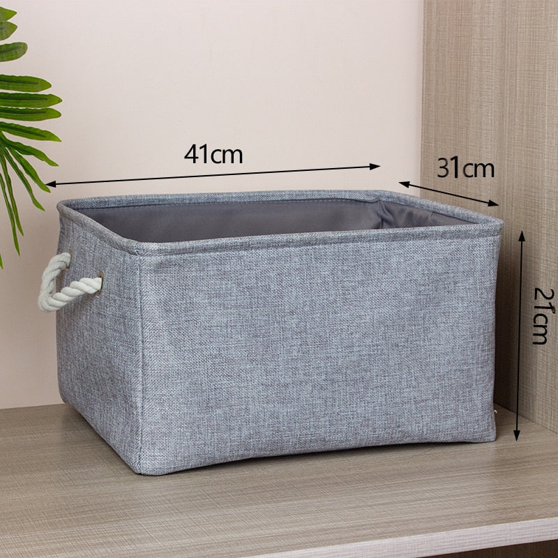 Cotton Linen Folding Storage Baskets Kids Toys Organizer Clothes and Sundries Storage Box Cabinet Storage Bag Laundry Basket