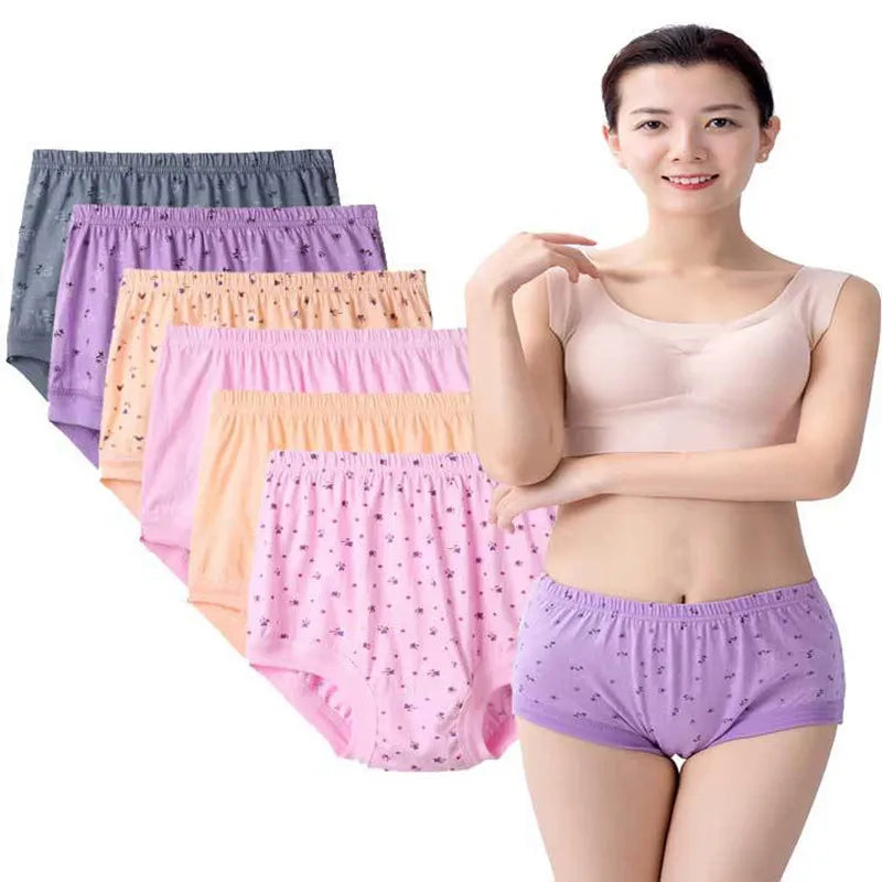 6pcs plus size Panties with high waist panty women underwear Cotton Middleaged Aged Women's Briefs Breathable lingerie for woman