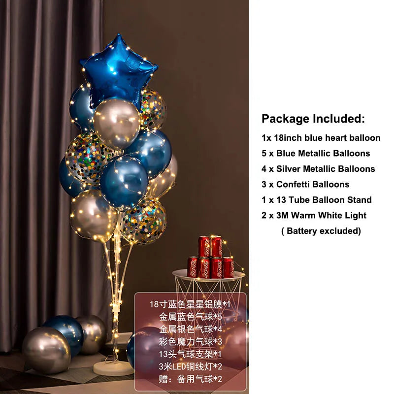 Light Up LED Balloon Stand Kit 13Pcs Balloons Reusable Clear Column Holder Set For Table Floor Wedding Birthday Party Supplies
