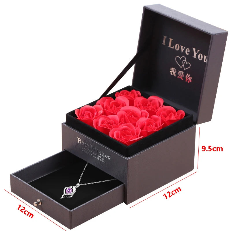 ROSE SPACE Soap Flower Jewelry Gift Box Rose Box Christmas Present Women's Birthday Party Gift for Mom Girlfriend Gifts