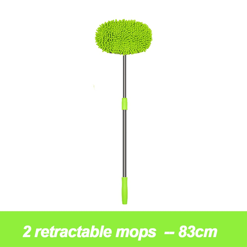 Car Washing Mop Adjustable Handle Cleaning Mop For Car Cleaning Soft Chenille Broom Window Wash Mops Car Dust Remover Wax Brush