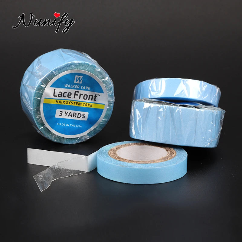 2.54Cm 3 Yards Blue Color Strong Lace Front Support Walker Tape For Wig Toupee  0.8Cm Double Sided Adhesive Hair System Tape 1Cm