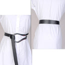 Newest fashion soft faux leather belts personality big alloy buckle thin double layer waistbands shirt knotted belt long straps