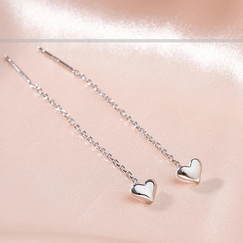 XIYANIKE Silver Color  Newly Popular Sweet Love Heart Long Stud Earring For Women Simple Exquisite Wedding Jewelry Gift