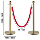 SucceBuy 35.4 Inch Gold/Silver Crowd Control Stanchion Posts Queue Red/Black Velvet Rope Line Barrier w/ Stable Base for Stadium