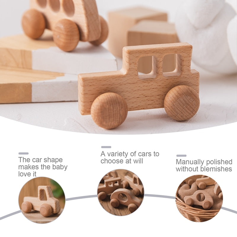 Let's Make Wooden Baby Toys 0 12 Month 1PC Toys For Babies Beech Car Hedgehog Elephant Educational Infants Developmental Newborn