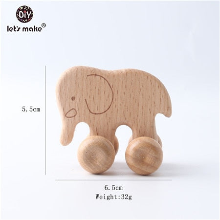 Let's Make Wooden Baby Toys 0 12 Month 1PC Toys For Babies Beech Car Hedgehog Elephant Educational Infants Developmental Newborn