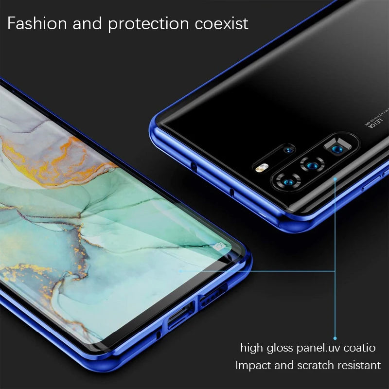 360 Magnetic Metal Case For Huawei Mate 30 20 P40 30 20 Pro Lite Double Side Glass For Honor 10 20 30 9X Pro 8X Nova 7 5 6 Cover