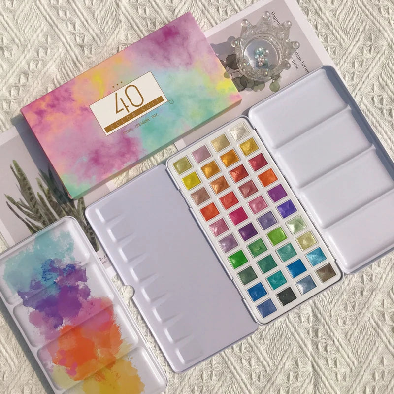 Dropping Handmade 40 Colors Pearlescent Watercolor Pigment Colorlead Giveaway