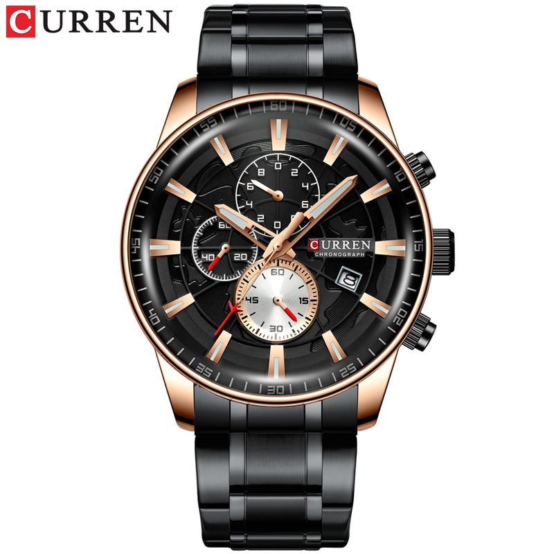 Mens Watches CURREN New Fashion Stainless Steel Top Brand Luxury Casual Chronograph Quartz Wristwatch for Male