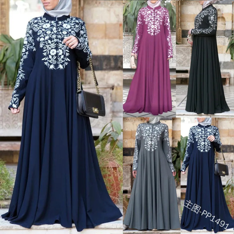 Muslim black abaya islamic clothing for women dubai kaftan robe dress turkish abaya printed robes long dress elbise abaya