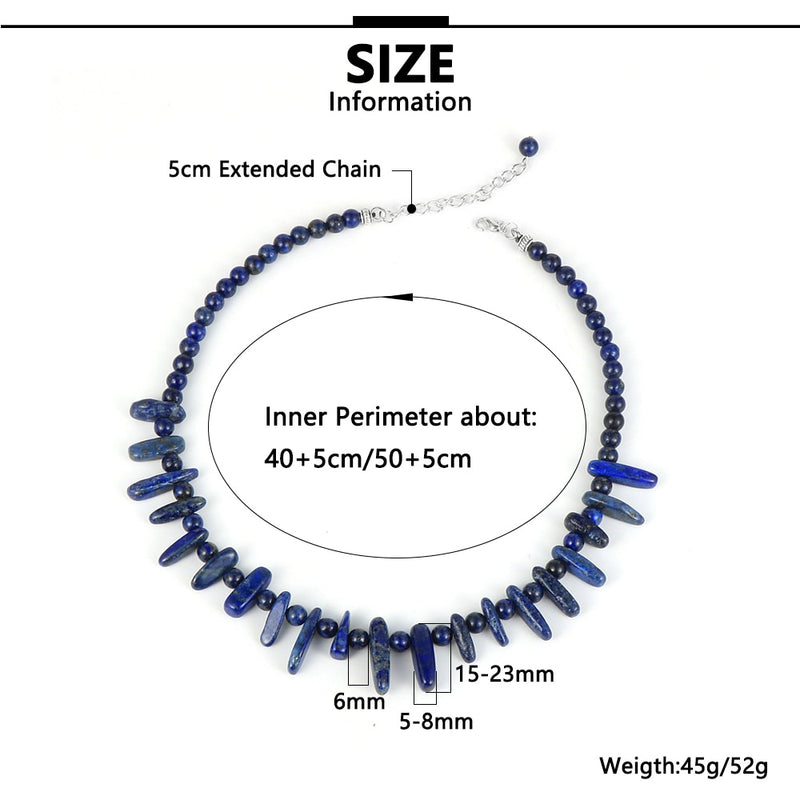 Women Natural Stone Amethyst India Onyx Lapis Lazuli Necklace Irregular Gemstone Beaded Clavicle Chain Chokers Party Jewelry