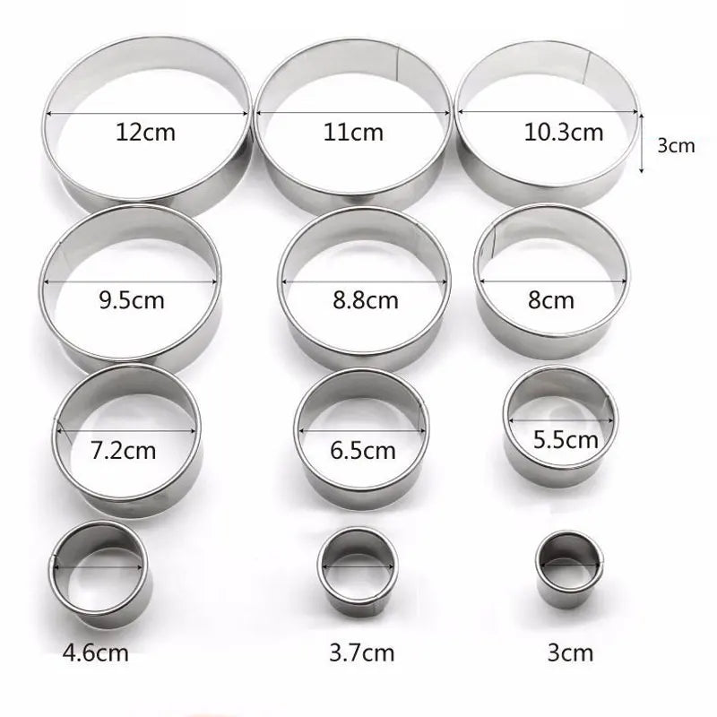 Round Cake Mold Mousse Circle Ring Kitchen Accessories Tools Pizza Baking Cooking  304 Stainless Steel Cookie Cutter 12pcs/Set