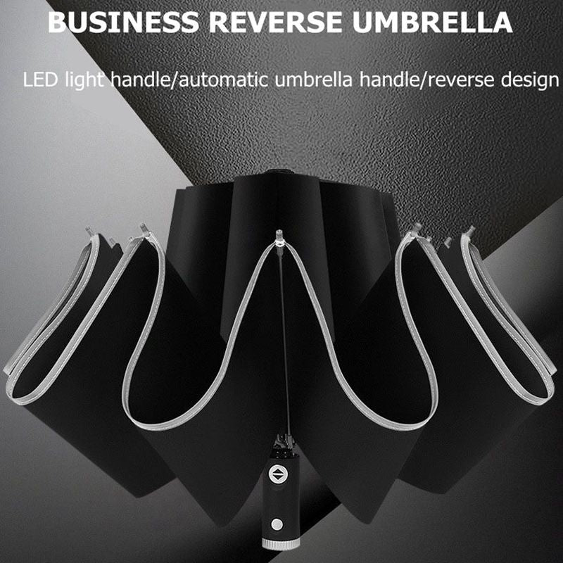 UV Automatic Umbrella With Reflective Strip Rain Wind Resistant Trip Sun Reverse Umbrellas Folding Umbrella For Drop Ship