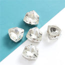 12mm Crystal Triangle Shape Glass Sew On Rhinestones With Silver Claw Sew on Beads for Clothing Accessories Shoes Diy