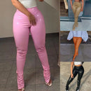 Faux Leather Pants Women Pencil Trousers Stretchy High Waist Flare Pants for Women Leather Trousers Pencil Pants брюки женские