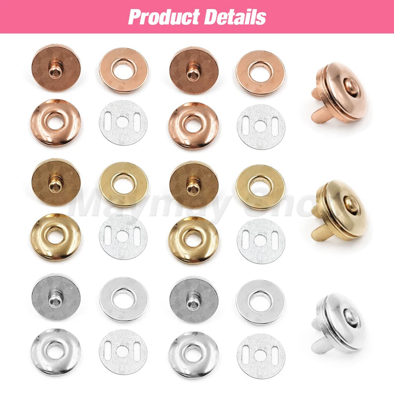 10sets/lot 17mm Magnetic Snap Round Button Purse Leather Fasteners Clasp For Purse Bag Wallet Notebook Craft Parts Accessories