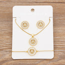 Hot Sale 26 Letters Jewelry Sets Necklace+Earrings+Bracelet For Women Initial Alphabet Charm Copper Zircon Party Wedding Gift