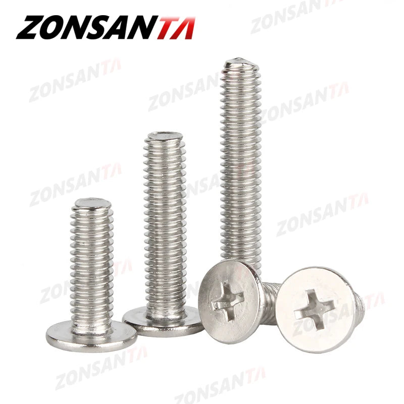 ZONSANTA M2 M2.5 M3 M4 M5 M6 304 Stainless Steel Cross Phillips Ultra Thin Super Flat Wafer Head Screw notebook  Laptop Bolt