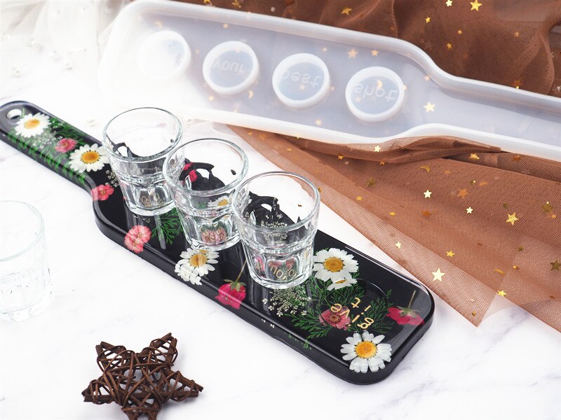 DIY Crystal Epoxy Resin Mold Wine Glass Tray Wine Beer Rack Mirror Silicone Mold For Resin