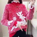 Christmas Sweater Women Reindeer Turtleneck Winter Clothes Mink Cashmere Sweaters Pull Femme Korean Pullover Kawaii Jumper 2023
