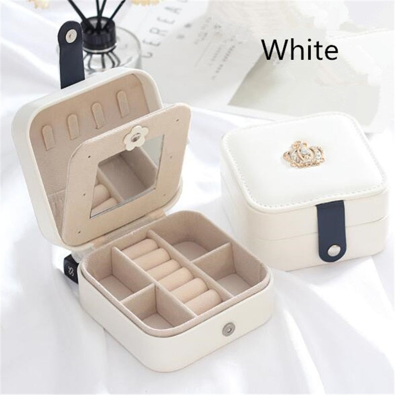 WE Bling PU Travel Portable Locked Jewelry Storage Box Three-layer Makeup Organizer Ring Earring Necklace Pouch Case Accessories