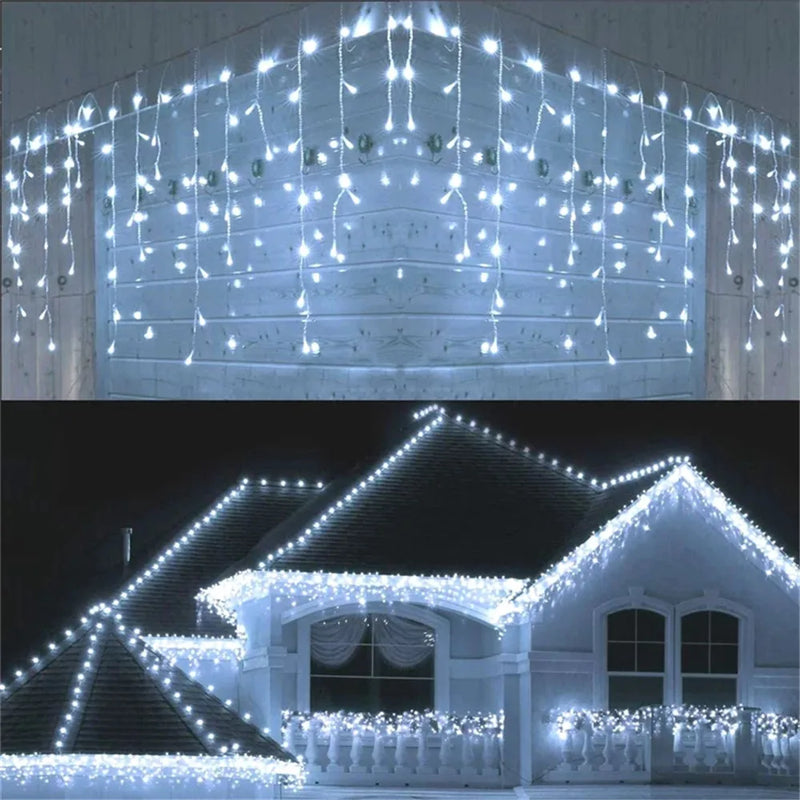 Christmas Lights Waterfall Outdoor Decoration 5M Droop 0.4-0.6m Led Lights Curtain String Lights Party Garden Eaves Decoration