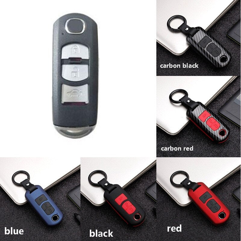 Fashion ABS+Silica gel Carbon fiber Car Remote Key Case Cover For Mazda 2 3 6 Axela Atenza CX-5 CX5 CX-7 CX-9 2014 2015 2016 up