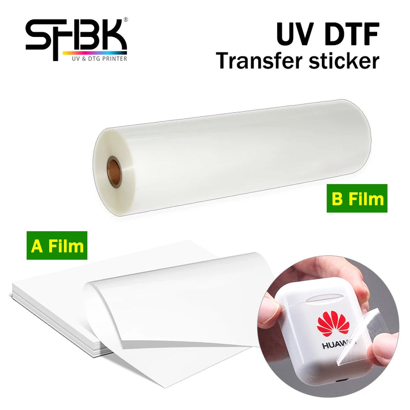 100PCS UV DTF AB film transfer sticker UV DTF printer direct printing to A film to plastic silicone metal acrylic glass leather