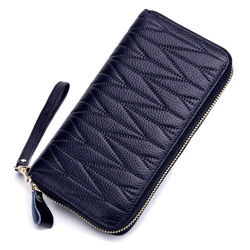 Genuine Leather Long Zipper Card Holder Wallets RFID Business Credit Card Holder Women Clutch Wallets Passport Holder Coin Purse